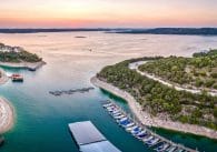 Boating on Lake Travis in Texas.