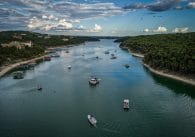 Fishing in Lake Travis, Texas.