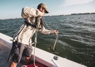 Anchoring a boat.