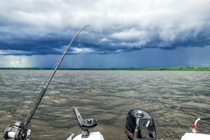 fishing in the rain